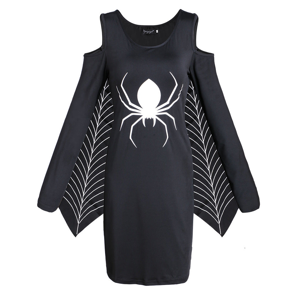 Vestido Negro de Araña y Telarañas – Halloween, S–XL