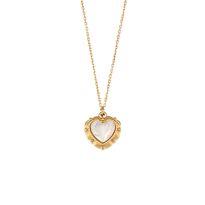 Collar de Corazón de Concha – Acero Inoxidable con Baño de Oro 18K · Dorado