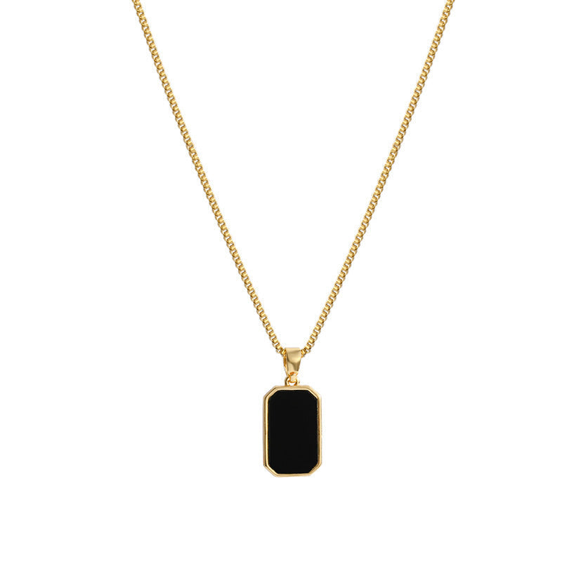 Collar Colgante Rectangular de Acero – Dorado · Dorado