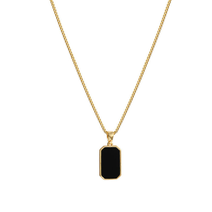 Collar Colgante Rectangular de Acero – Dorado · Dorado