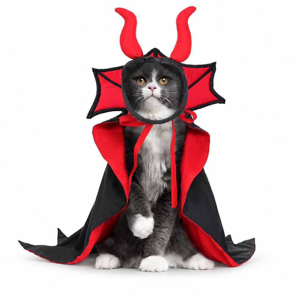 Disfraz de Vampiro para Mascota – Capa + Sombrero · Negro · talla única