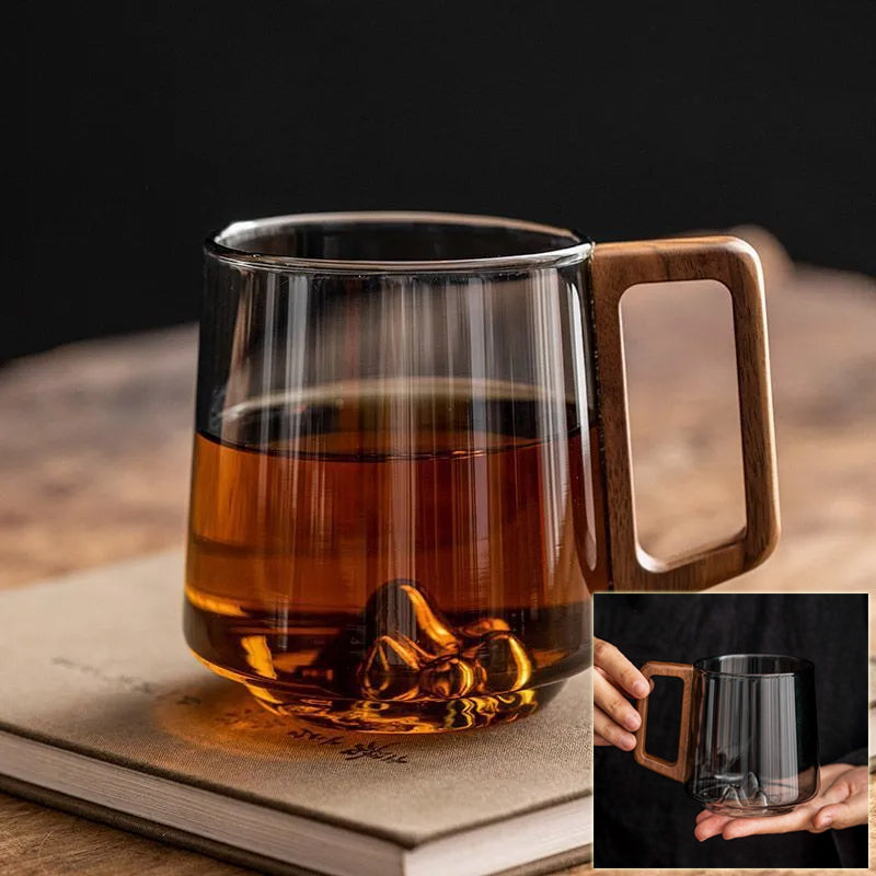 Taza de Vidrio Borosilicato con Asa de Madera – 400–430 ml — vista del producto 1