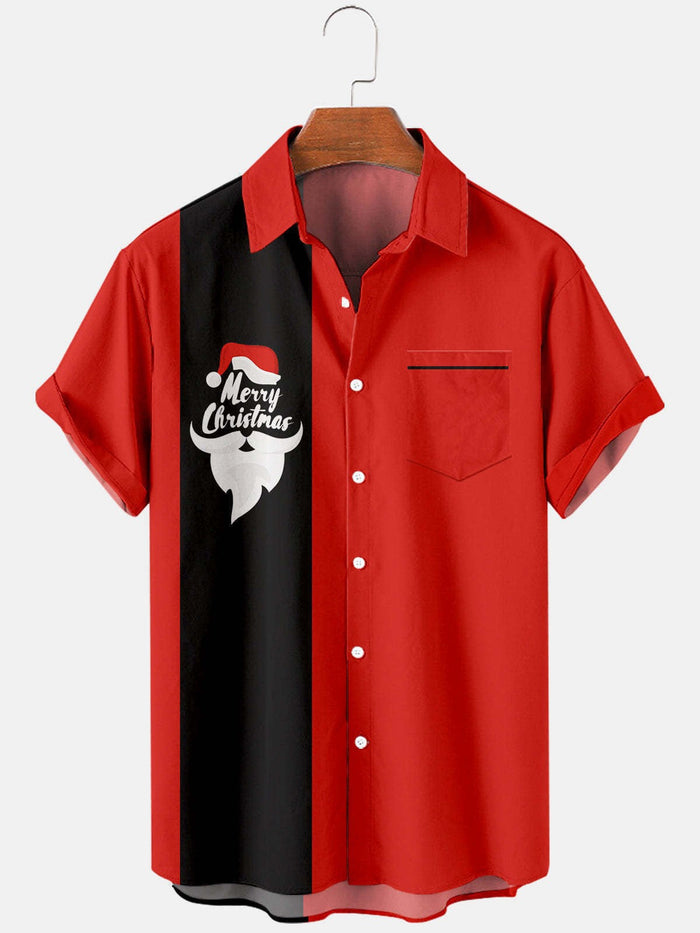 Camisa Navideña de Manga Corta con Estampado Efecto 3D – 10 Diseños · Rojo y negro · Merry Christmas