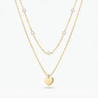Collar Doble con Cuentas de Efecto Perla y Corazón — vista del producto 4