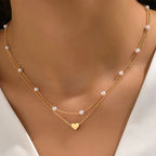 Collar Doble de Perlas con Corazón – San Valentín · fotografía de detalle 2