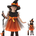Disfraces y Complementos Infantiles de Halloween – 8 Opciones, 90–160 cm · Vestido naranja
