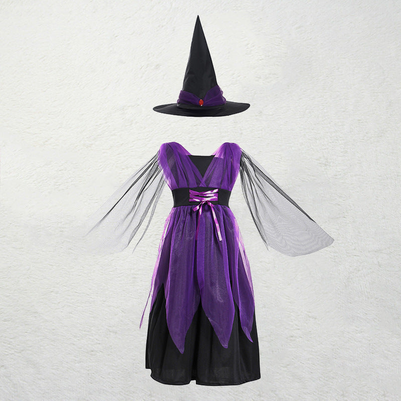 Disfraces y Complementos Infantiles de Halloween – 8 Opciones, 90–160 cm · Vestido morado