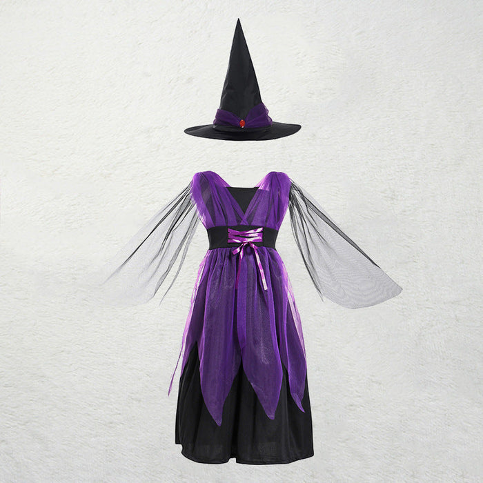 Disfraces y Complementos Infantiles de Halloween – 8 Opciones, 90–160 cm · Vestido morado