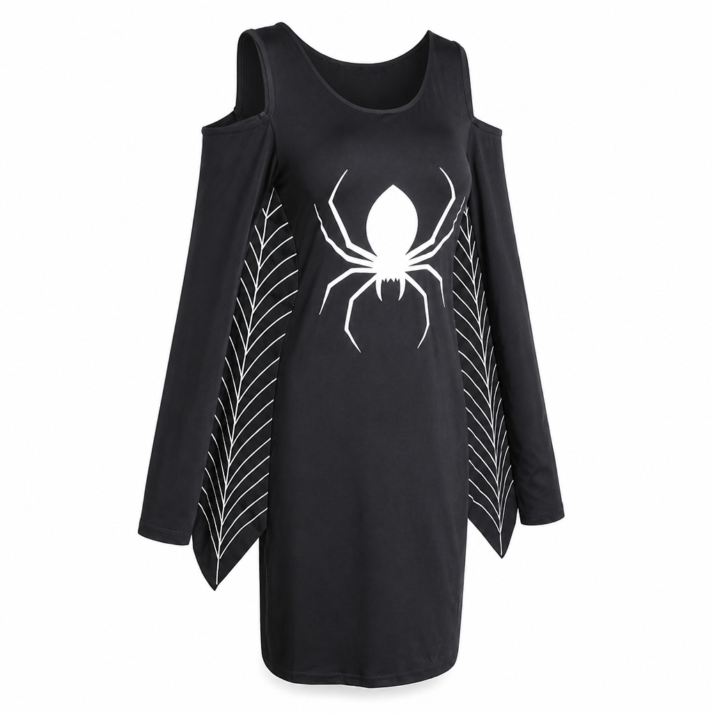 Vestido Negro de Araña y Telarañas – Halloween, S–XL — vista del producto 3