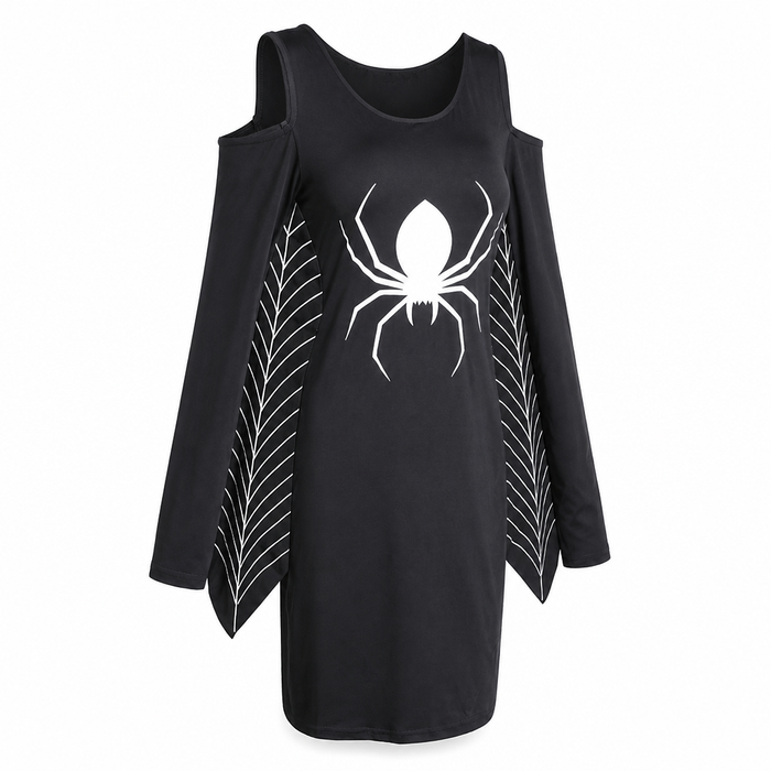 Vestido Negro de Araña y Telarañas – Halloween, S–XL — vista del producto 3