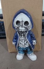 Figuras de Esqueleto Decorativas – 4 Modelos · Capucha azul