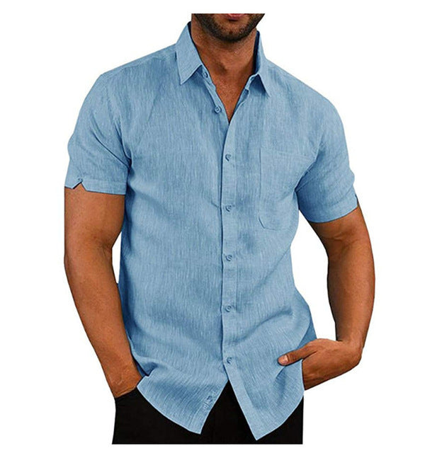 Camisa de Hombre de Manga Corta – 6 Colores · Azul