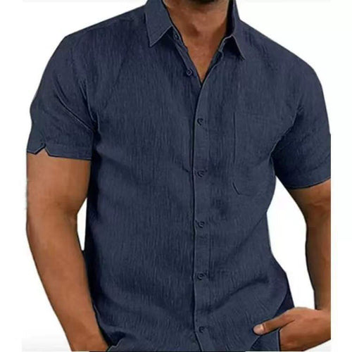 Camisa de Hombre de Manga Corta – 6 Colores · Azul marino