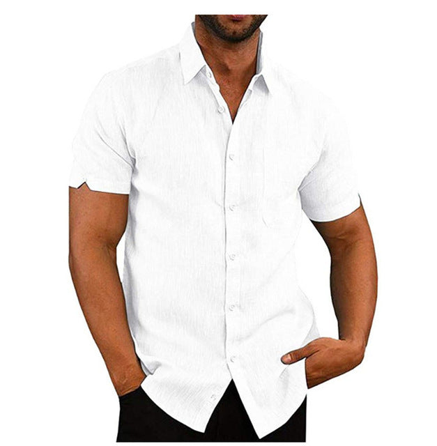 Camisa de Hombre de Manga Corta – 6 Colores · Blanco