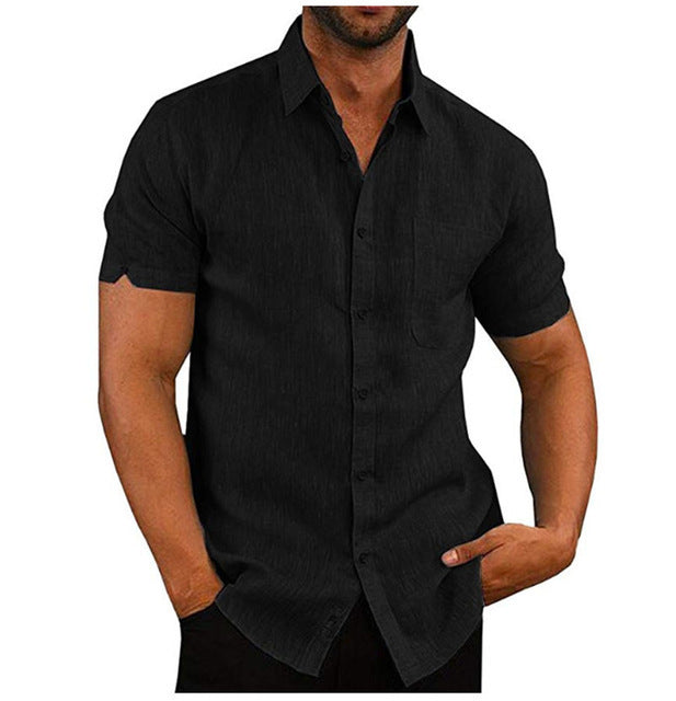 Camisa de Hombre de Manga Corta – 6 Colores · Negro