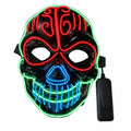 Máscara LED · Calavera multicolor · fondo blanco