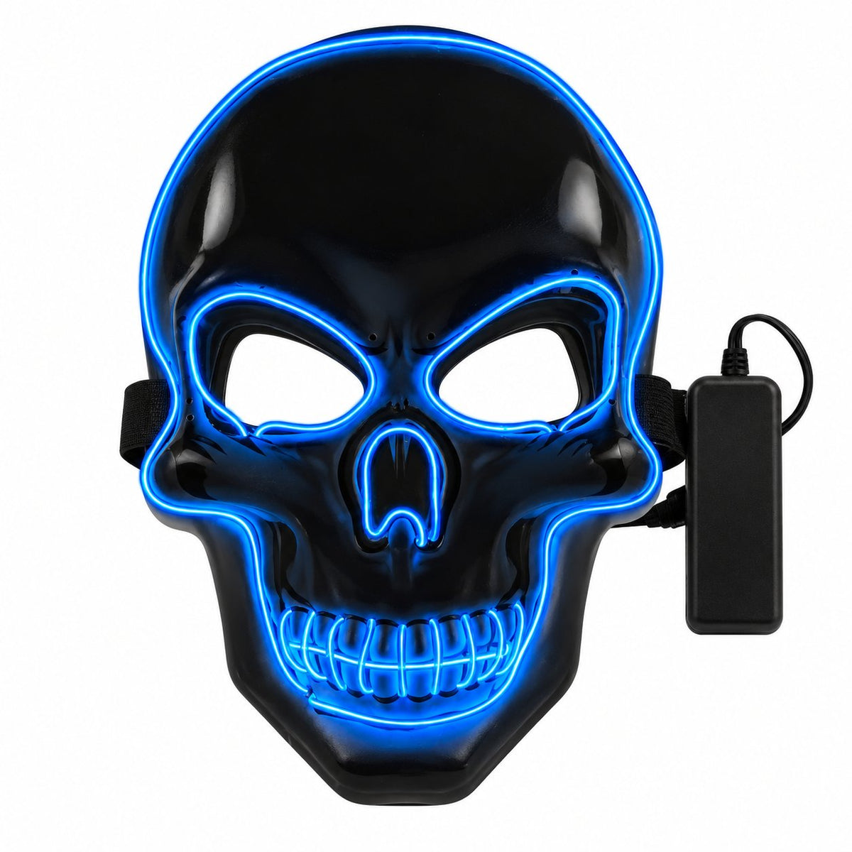 Máscara LED · Calavera azul · fondo blanco