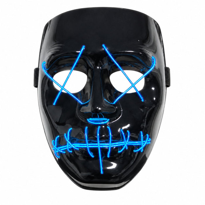 Máscara LED · Rostro negro · luz azul · fondo blanco