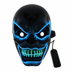 Calavera de ojos rasgados · azul · vista frontal sobre fondo blanco
