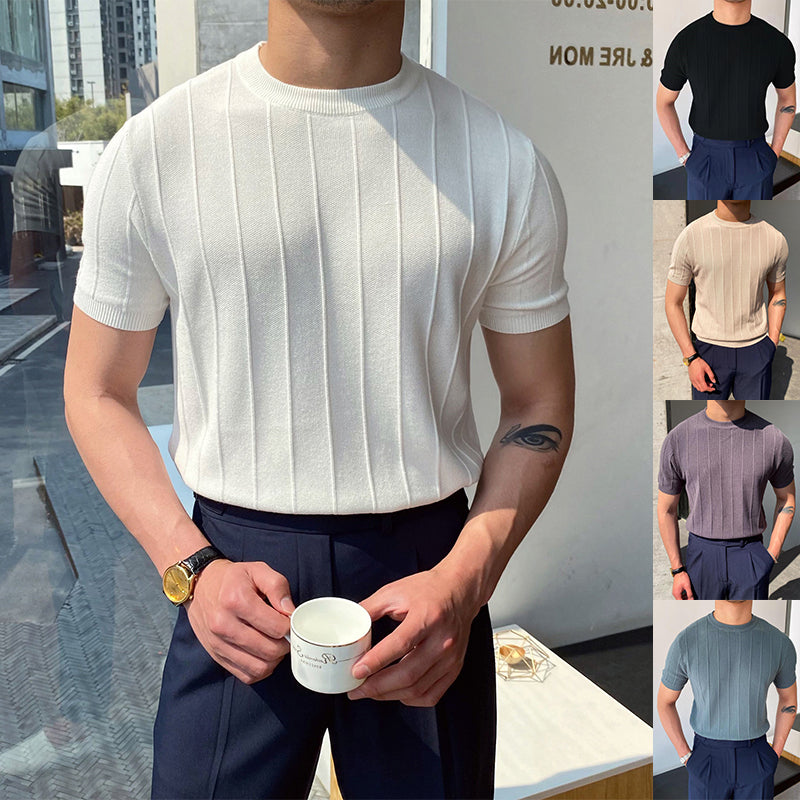 Camiseta Hombre de Punto Fino – 5 Colores · Blanco