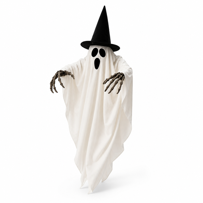 Fantasma Colgante Luminoso con Sombrero – 80 × 90 cm — vista del producto 4