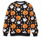 Sudadera de Halloween – diseño Calabazas y fantasmas sobre fondo blanco