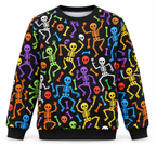 Sudadera de Halloween – diseño Esqueletos multicolor sobre fondo blanco