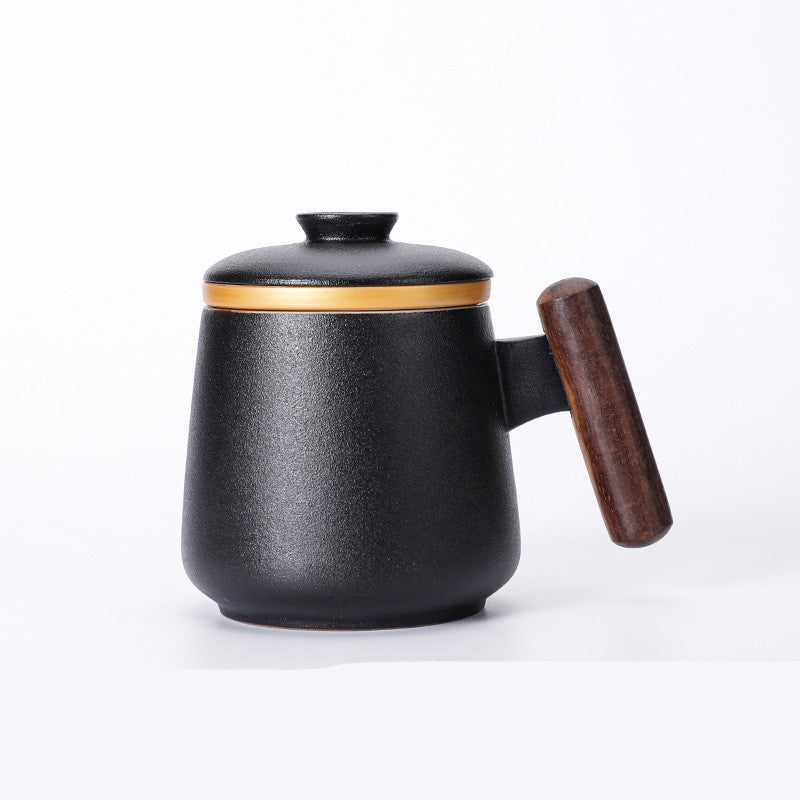 Taza Cerámica con Asa de Madera, Tapa e Infusor – 401–500 ml · Negro 3