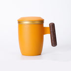 Taza Cerámica con Asa de Madera, Tapa e Infusor – 401–500 ml · Naranja 6