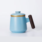 Taza Cerámica con Asa de Madera, Tapa e Infusor – 401–500 ml · Azul agua 9