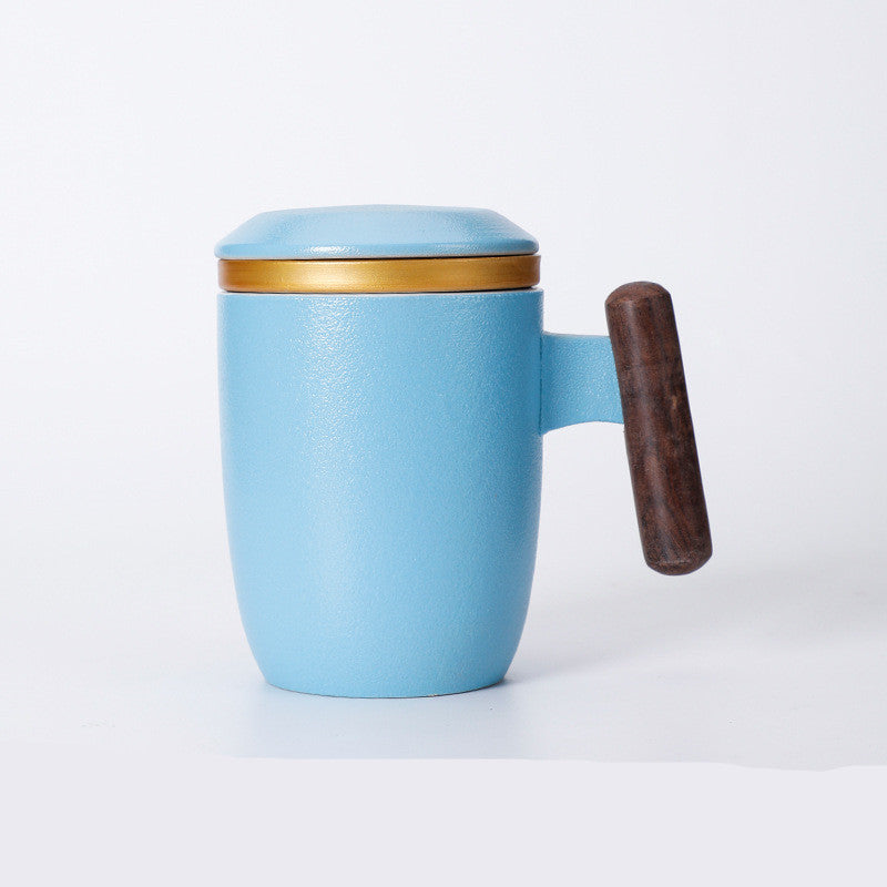 Taza Cerámica con Asa de Madera, Tapa e Infusor – 401–500 ml · Azul agua 10