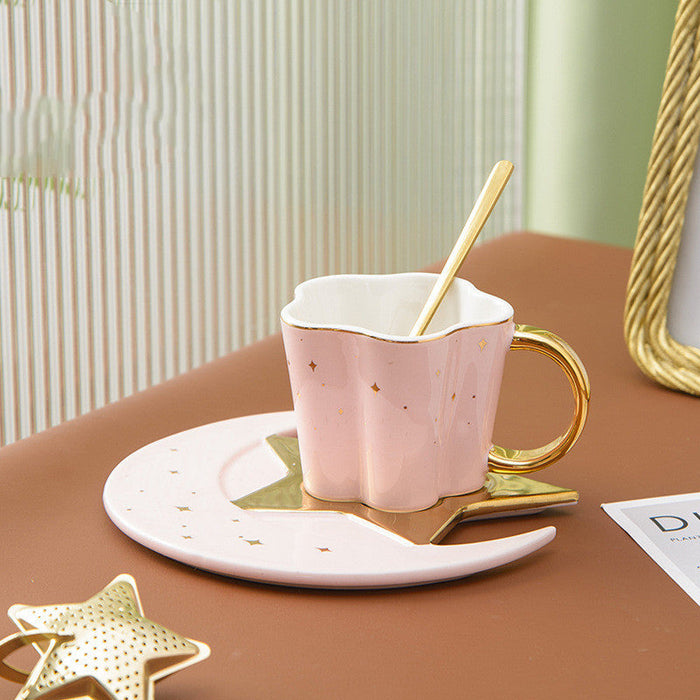 Taza de Porcelana Estrella y Luna – 120 ml · Rosa