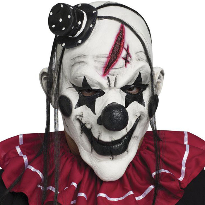Máscaras de Terror para Halloween – 19 Diseños · Payaso con sombrero negro