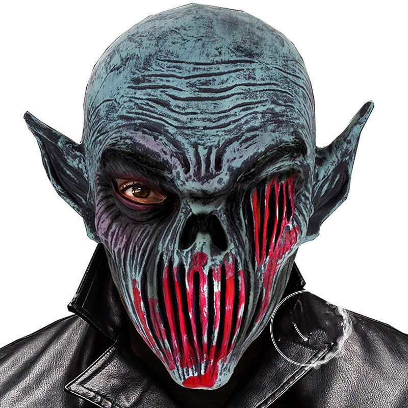 Máscaras de Terror para Halloween – 19 Diseños · Criatura gris de mandíbula abierta