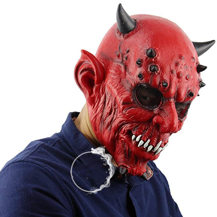 Máscaras de Terror para Halloween – 19 Diseños · Demonio rojo con cuernos