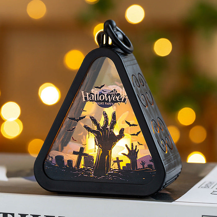 Mini Farol Decorativo de Halloween – 4 Diseños · Mano y cementerio