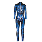Mono de Esqueleto para Halloween – 6 Diseños · Esqueleto azul · galaxia