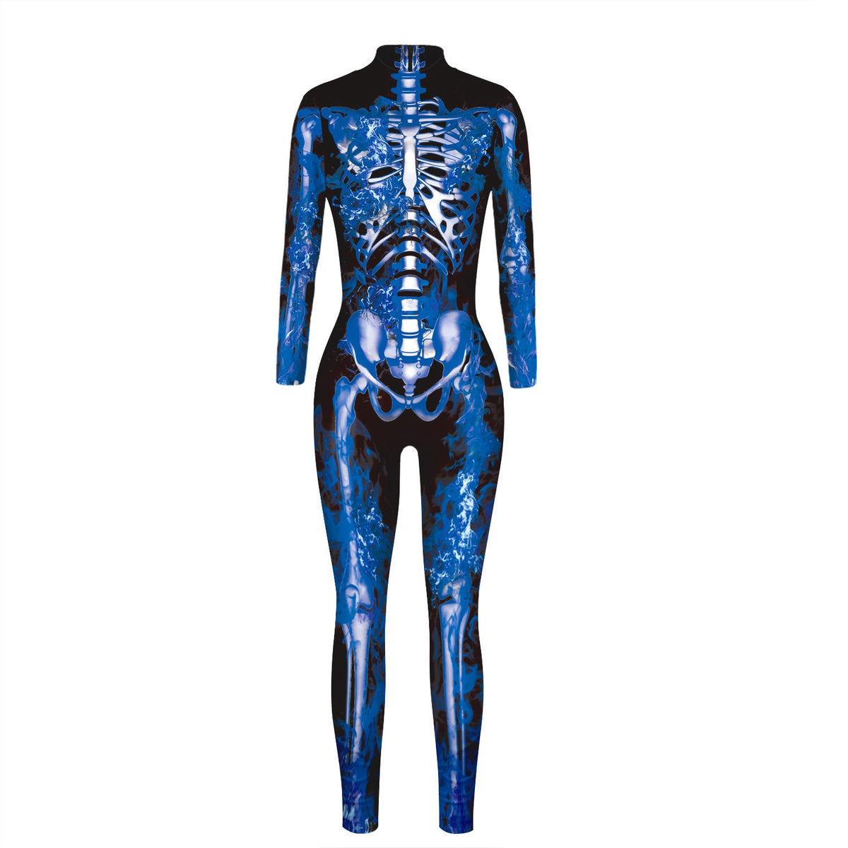Mono de Esqueleto para Halloween – 6 Diseños · Esqueleto azul · galaxia