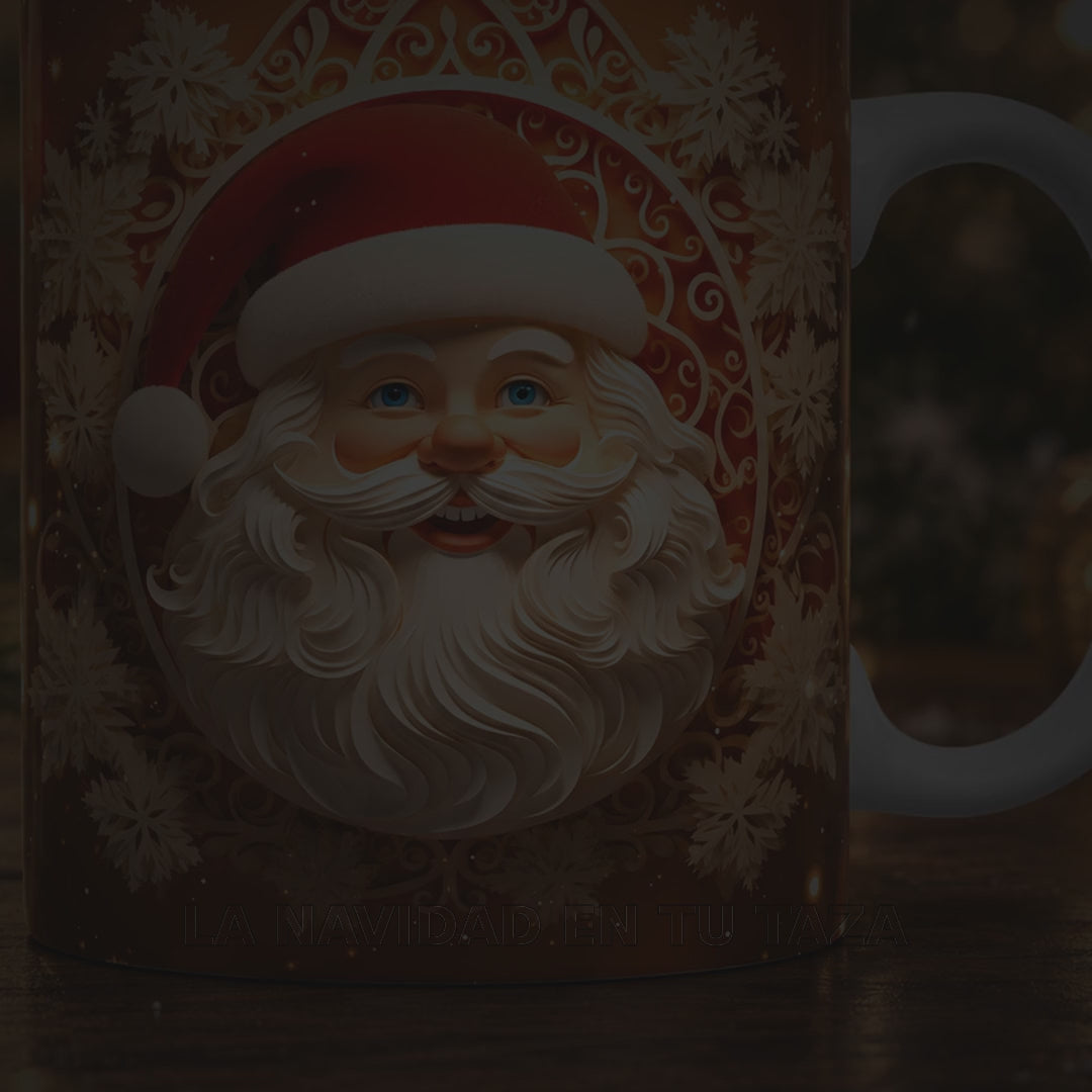 Vídeo silencioso de producto — Taza Navidad 3D Papá Noel 325 ml, siete diseños