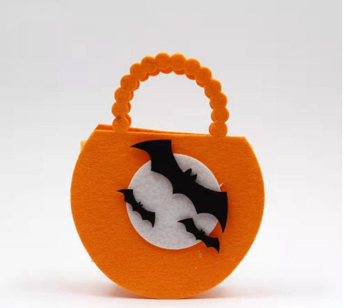 Bolsa de Halloween con Luna y Murciélagos – Naranja · Naranja · luna y murciélagos
