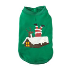 Ropa Navideña para Mascota – 5 Diseños, S–XL · Verde · Papá Noel en chimenea