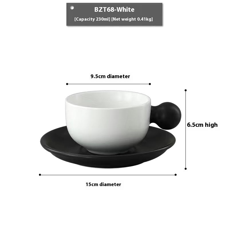 Taza de Café con Plato de Cerámica – 230 ml · Blanco
