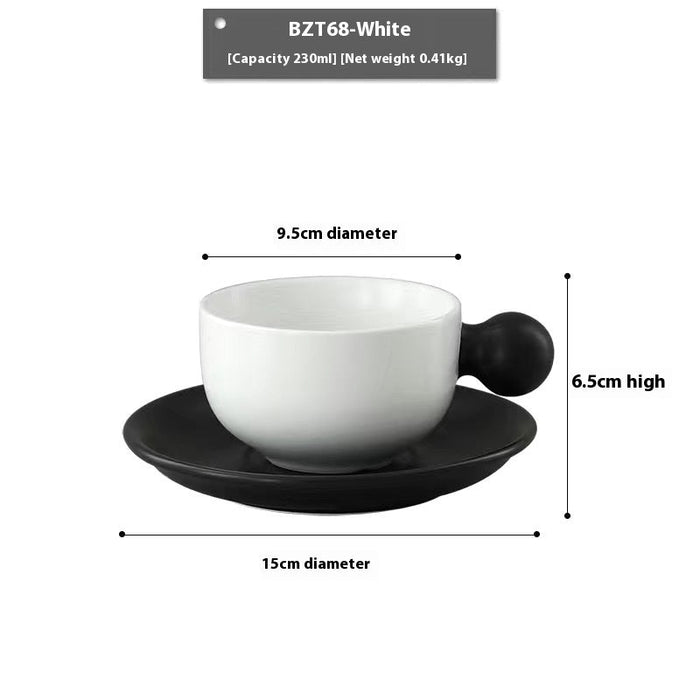 Taza de Café con Plato de Cerámica – 230 ml · Blanco