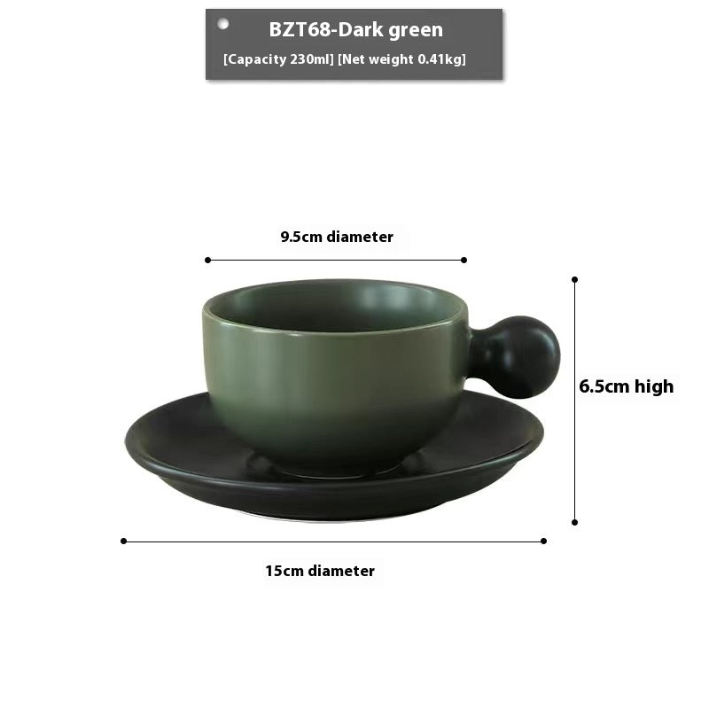 Taza de Café con Plato de Cerámica – 230 ml · Verde oscuro