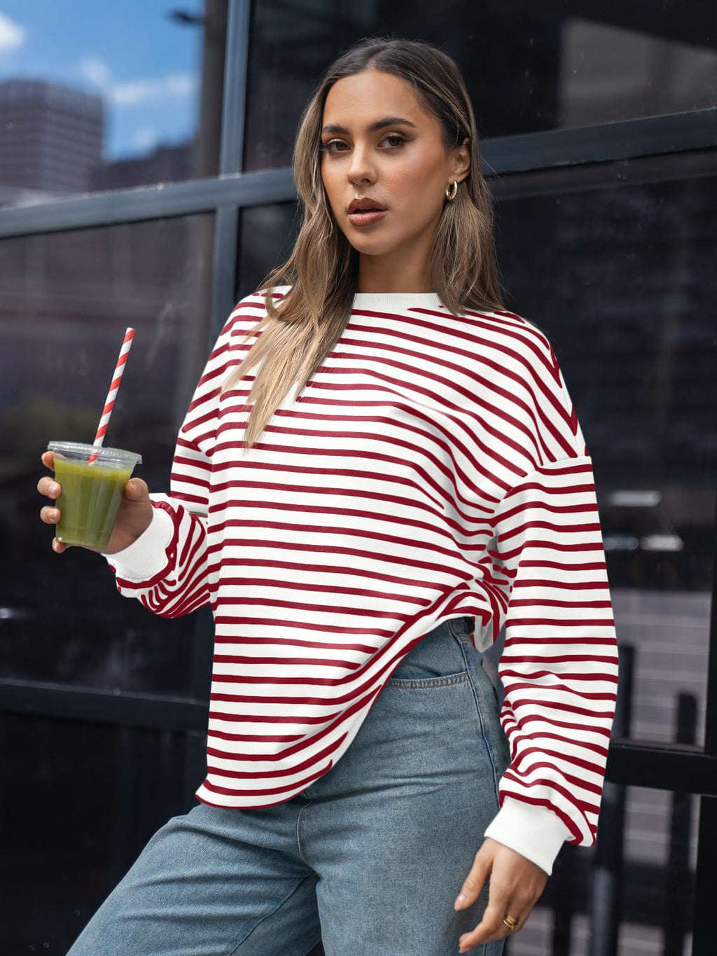 Sudadera Oversize de Rayas Multicolor — vista del producto 1