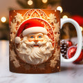 Taza de Papá Noel con Estampado Efecto 3D – 325 ml · Papá Noel · marco dorado