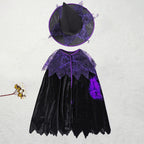 Disfraces y Complementos Infantiles de Halloween – 8 Opciones, 90–160 cm · Capa negra y morada