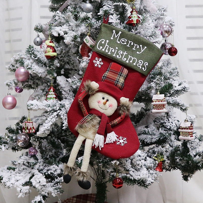 Calcetín Navideño Grande 3D – 3 Diseños · Muñeco de nieve