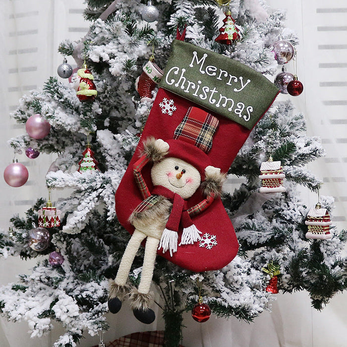 Calcetín Navideño Grande 3D – 3 Diseños · Muñeco de nieve