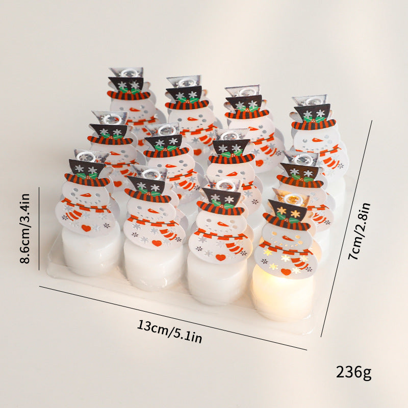 Vela LED Navideña Decorativa – Motivos y Packs · Muñeco de nieve · 12 unidades